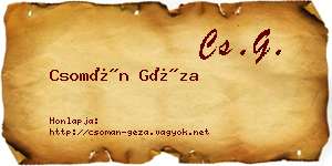 Csomán Géza névjegykártya
